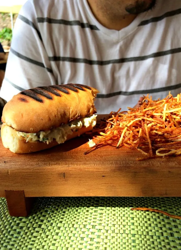 Crab brioche with shoestring fries at The Naked Fisherman