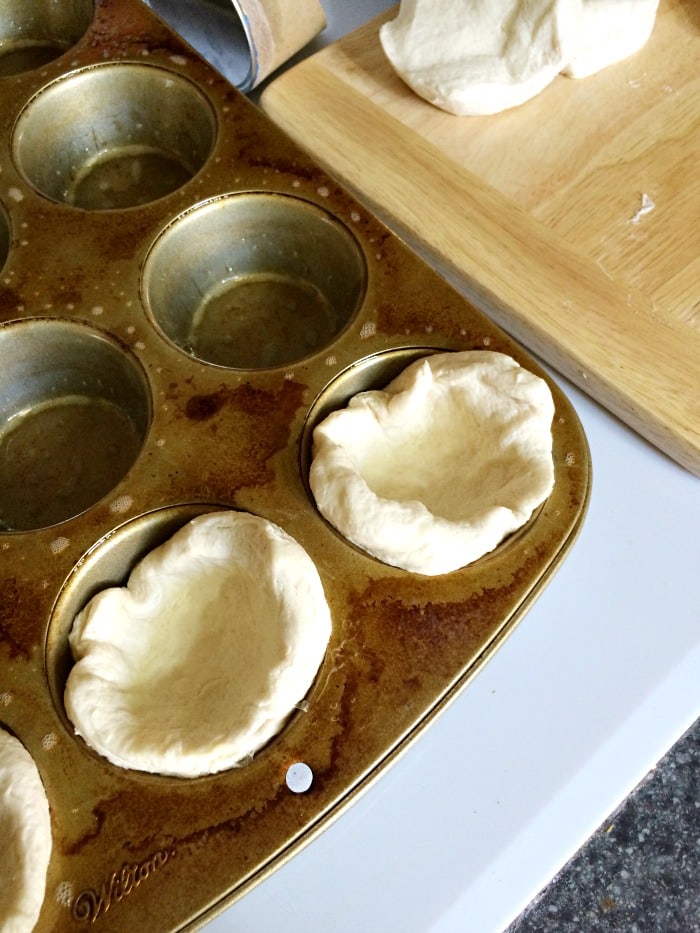 Meatball biscuit cups in muffin tin