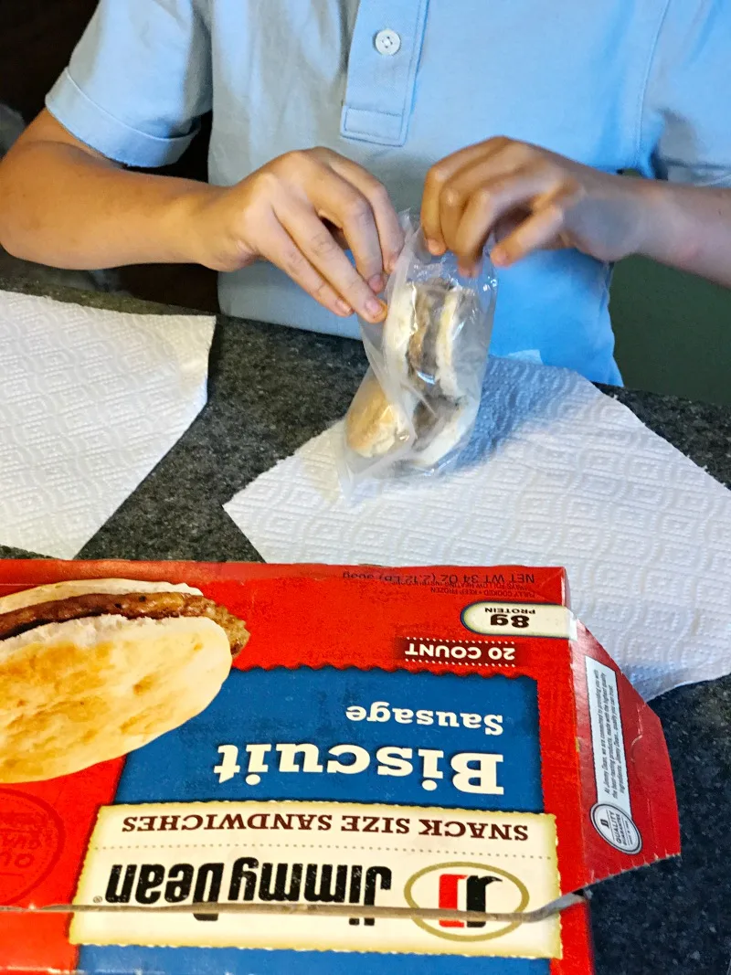 Jimmy Dean breakfast sandwiches are easy for preteens to heat up for an easy breakfast