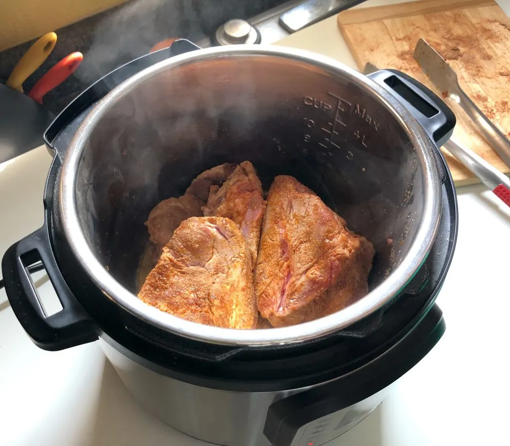 Pork inside Instant Pot