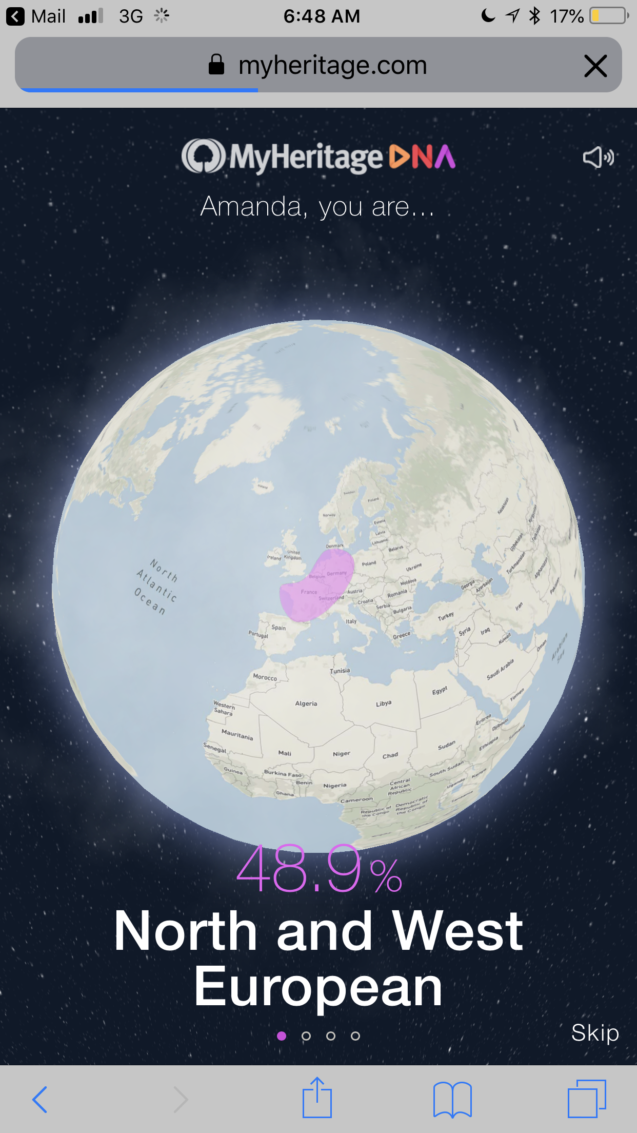 MyHeritage Ethnicity Results screenshot
