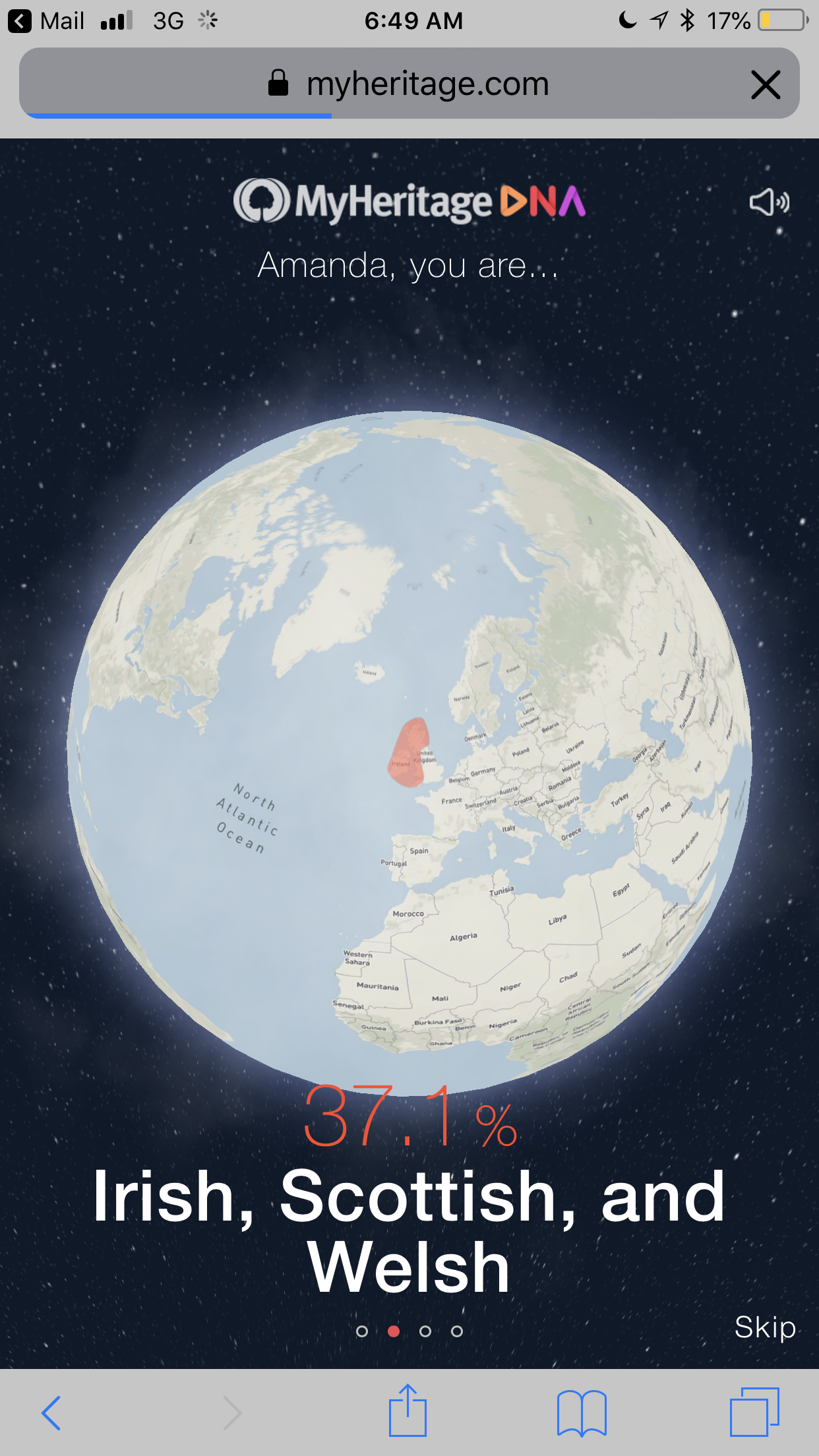MyHeritage Ethnicity Results screenshot