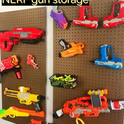 DIY Pegboard NERF Gun Storage