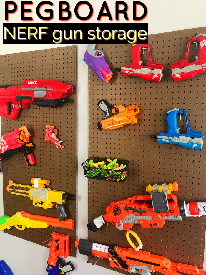 pegboard nerf gun storage